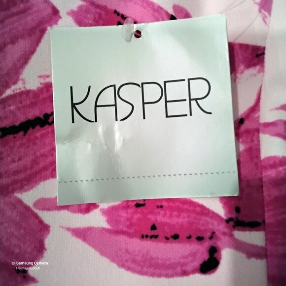 Kasper White & Pink Perfection Floral Sleeveless Lined Sheath Dress NWT Size 14 - Picture 2 of 5